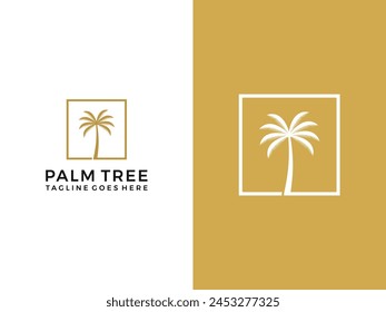 Luxus-Palme mit Rahmen-Logo-Symbol Vektorgrafik Vorlage