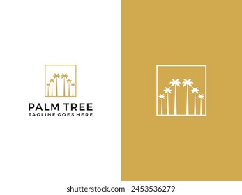 Luxury palm tree with square for business logo vector template