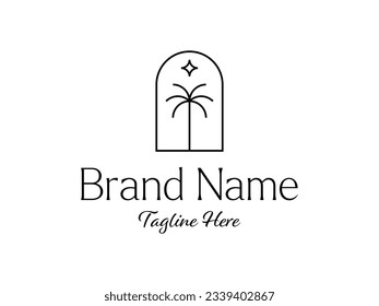luxury palm tree with star logo design