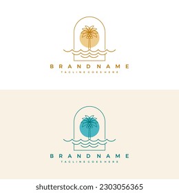 Luxury palm tree vintage logo vector template 