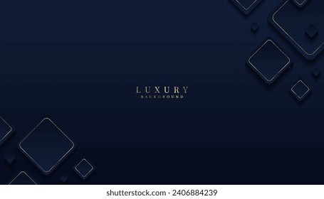 Luxury paper background with three-dimensional square shapes and golden lines.