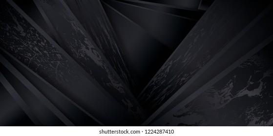 Luxury paper cut background, Abstract  marble decoration, pattern, halftone gradients, 3d Vector illustration. Black Cover template, geometric shapes, modern minimal banner.