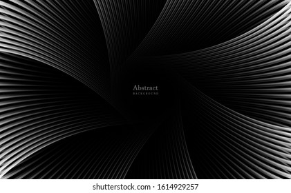 Luxury paper cut background, Abstract decoration, golden pattern, halftone gradients, 3d Vector illustration. Black, white, waves Cover template, geometric shapes, modern minimal banner