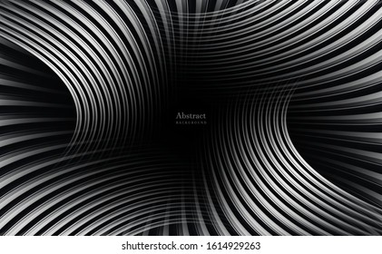 Luxury paper cut background, Abstract decoration, golden pattern, halftone gradients, 3d Vector illustration. Black, white, waves Cover template, geometric shapes, modern minimal banner