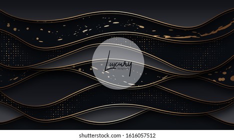 Luxury paper cut background, Abstract decoration, golden pattern, halftone gradients, 3d Vector illustration