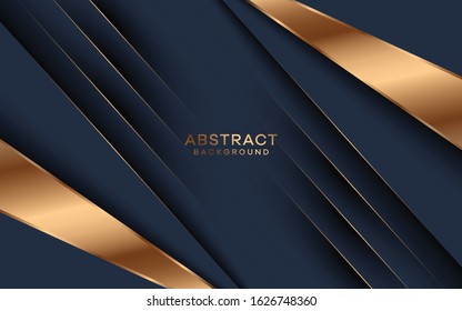 Luxury paper cut background, Abstract decoration, golden pattern, halftone gradients, 3d Vector illustration. Black and blue Cover template, geometric shapes, modern minimal banner.