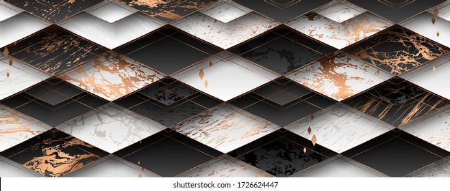 Luxury paper cut background, Abstract decoration, golden pattern, halftone gradients, 3d Vector illustration. Black, white, blue, gold waves Cover template, geometric shapes, modern minimal banner.