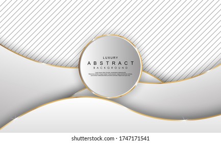Luxury paper cut background, Abstract decoration, golden pattern, 3d Vector illustration. White and gray Cover template, geometric shapes, modern minimal background.