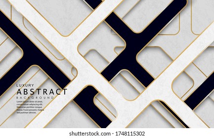 Luxury paper cut background, Abstract decoration, golden pattern, 3D Vector illustration. White and gray Cover template, geometric shapes, modern minimal background.