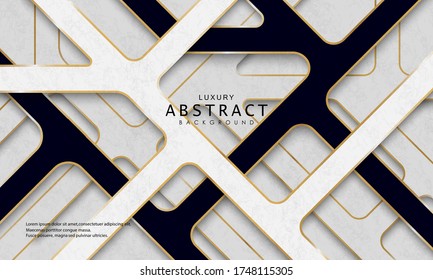Luxury paper cut background, Abstract decoration, golden pattern, 3D Vector illustration. White and gray Cover template, geometric shapes, modern minimal background.