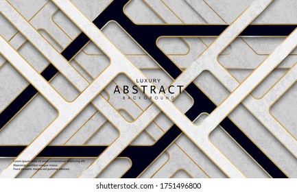 Luxury paper cut background, Abstract decoration, golden pattern, 3d Vector illustration. White and gray Cover template, geometric shapes, modern minimal background.