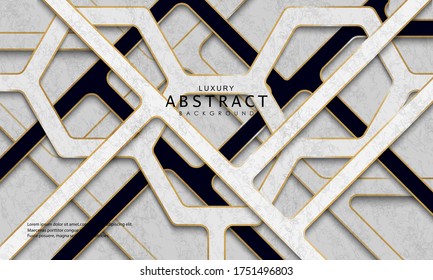 Luxury paper cut background, Abstract decoration, golden pattern, 3d Vector illustration. White and gray Cover template, geometric shapes, modern minimal background.