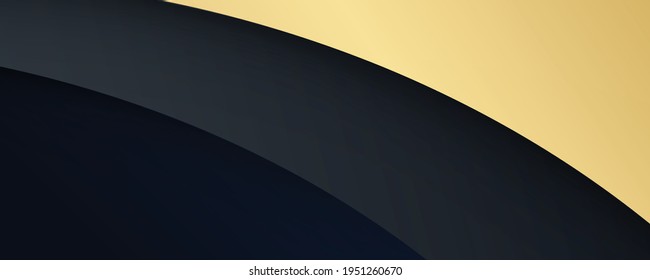 Luxury paper cut background, Abstract decoration, golden pattern, gold gradients, 3d Vector illustration. Black, dark blue, gold waves Cover template, geometric shapes, modern minimal banner