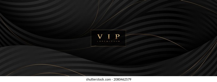 Luxury paper cut background  Abstract decoration  golden pattern  halftone gradients  3d Vector illustration  Black  white  gold waves Cover template  geometric shapes  modern minimal banner 