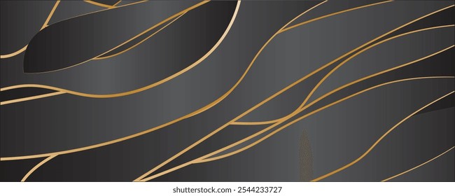Fundo de corte de papel de luxo, decoração abstrata, padrão dourado, gradientes de meio-tom, plano de fundo de design de ilustração de vetor 3D