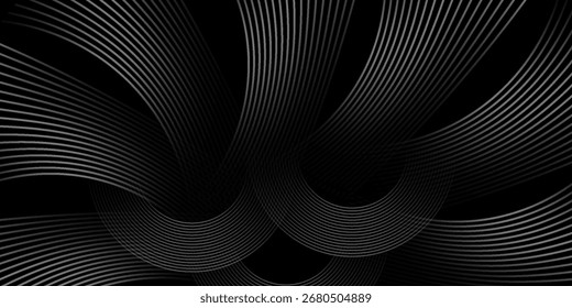 Luxury paper cut background, Abstract decoration, golden pattern, halftone gradients, 3d Vector illustration. Black, white, waves Cover template, geometric shapes, modern minimal banner