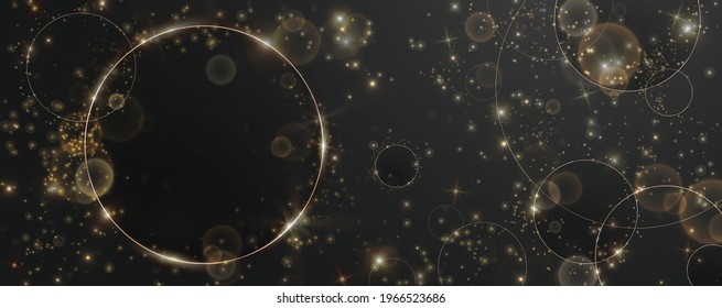 Luxury paper cut circle background, Abstract decoration, golden pattern, gradients, round frame Vector illustration. Black, white, gold waves, Cover template, geometric shapes, modern minimal banner.