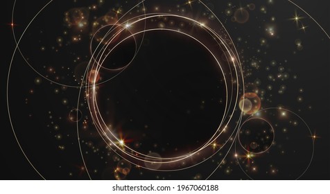 Luxury paper cut circle background, Abstract decoration, golden pattern, gradients, round frame Vector illustration. Black, white, gold waves, Cover template, geometric shapes, modern minimal banner.