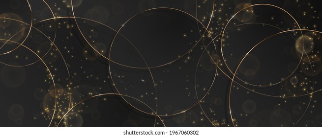 Luxury paper cut circle background, Abstract decoration, golden pattern, gradients, round frame Vector illustration. Black, white, gold waves, Cover template, geometric shapes, modern minimal banner.