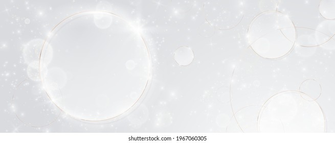 Luxury paper cut circle background, Abstract decoration, golden pattern, gradients, round frame Vector illustration. Black, white, gold waves, Cover template, geometric shapes, modern minimal banner.
