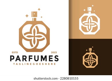 Luxury parfume bottle logo vector icon illustration