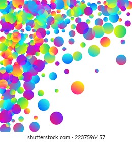 Ilustración vectorial de lujo de confeti scatter. Decoración de carnaval con partículas redondas de arcoiris. La sorpresa estalló cayendo confetti. Fondo de decoración del evento. Un saludo divertido.
