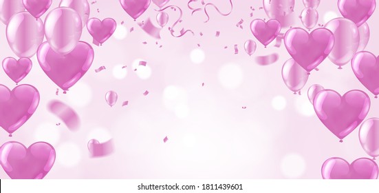 Luxury party pink, Birthday card with balloons and Christmas background