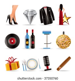 Luxury party and reception icons - vector icon set