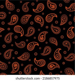 Luxury Pasley Pattern in Black Design. Repeating Vector Illustration