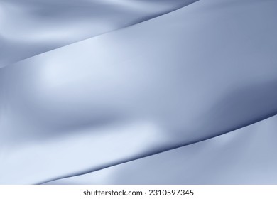 The luxury of pastel blue fabric texture background. Closeup of rippled silk fabric. Stacked silk fabrics. Pastel blue background. 3D vector illustration.