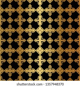 Luxury Pattern Of Abstract Geometric. Seamless Vector Illustration. For Design Greeting Cards, Backgrounds, Wallpaper, Interior Design. Tribal Ethnic Arabic, Fashion Decorative Ornament. Black gold.