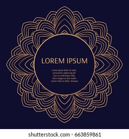 Luxury pattern background vector. Floral art deco frame. Royal golden Christmas card template. Design for holiday party invitation, beauty spa salon flyer or fashion cover.