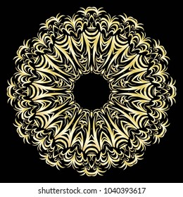 luxury pattern with gold mandala on black background. oriental design. vector illustration