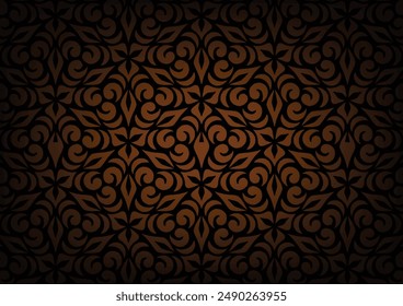 Línea de patrón de lujo marrón premium fondo oscuro. Ilustración vectorial.