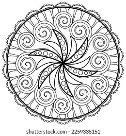 Luxus Muster mandala. Mandala-Farbseite. Farbseite für Erwachsene. Mandalas Kunsttherapie und Heilfärbung Seite. Mandala auf weißem Hintergrund.
