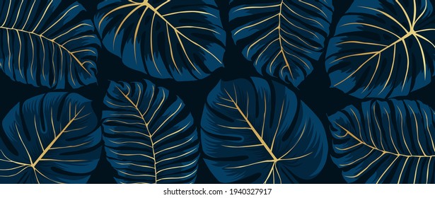 Luxury pattern with monstera leaves for printing on canvas, fabric, walls for home decoration, website background.