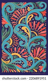 Luxury pattern on a blue background. Vector ornament template. Golden design elements. Traditional Turkish, Indian motifs. Great for fabric and textile, wallpaper, packaging or any desired idea.