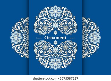 Luxury pattern on a blue background. Vector mandala template. Golden design elements. Traditional Turkish, Indian motifs. Great for fabric and textile, wallpaper, packaging or any desired idea.
