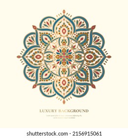 Luxury pattern on a white background. Vector mandala template. Golden design elements. Traditional Turkish, Indian motifs. Great for fabric and textile, wallpaper, packaging or any desired idea.