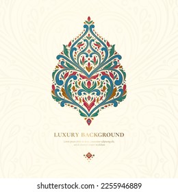 Lujo en un fondo blanco. Plantilla de mandala vectorial. Elementos de diseño dorados. Motivos tradicionales turcos e indios. Ideal para tejidos y textiles, papel pintado, embalaje o cualquier idea deseada.