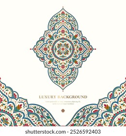 Patrón de lujo sobre un fondo blanco. Vector mandala Plantilla. Elementos de diseño dorados. Motivos tradicionales turcos e indios. Ideal para la tela y la materia textil, el Fondo de pantalla, el embalaje o cualquier idea deseada.