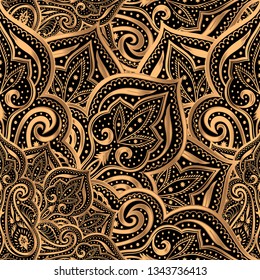 Luxury pattern vector seamless. Arabic mandala paisley royal background. Baroque design for Christmas party, new year holiday wrapping paper, wallpaper, beauty spa salon, wedding, Ramadan backdrop.