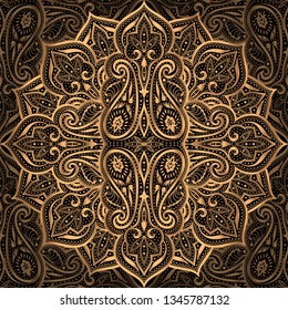 Luxury pattern vector seamless. Arabic mandala paisley royal background. Moroccan design for Christmas party, new year holiday wrapping paper, wallpaper, beauty spa salon, wedding, Ramadan backdrop.