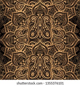 Luxury pattern vector seamless. Arabic mandala paisley royal background. Vintage design for Christmas party, new year holiday wrapping paper, wallpaper, beauty spa salon, wedding, Ramadan backdrop.