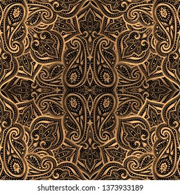 Luxury pattern vector seamless. Arabic mandala paisley royal background. Art deco design for Christmas party, new year holiday wrapping paper, wallpaper, beauty spa salon, wedding, Ramadan backdrop.