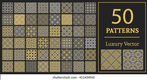 Luxury patterns with geometric ornaments. Vector set of arabic seamless textures