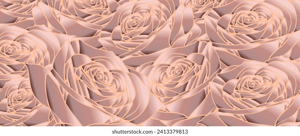 El oro de color durazno de lujo y el dorado de durazno con motivos florales pastel. Ropa abstracta de flor de rosas plantilla de vector premium para catálogo de bodas, tarjeta de San Valentín, folleto de maquillaje, volante