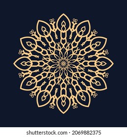 Luxury peacock feather floral. Oriental design for wedding party invitation, Mehndi, tattoo, decoration, holiday card. Black and gold color