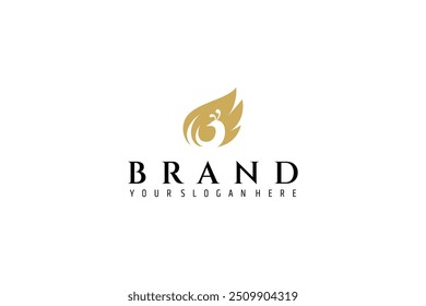 luxury peacock logo with gold color in flat vector design