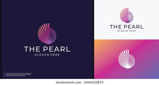 Luxury Pearl Shell Jewelry logo design template. Creative logo design inspiration can be used as symbols, brand identity.